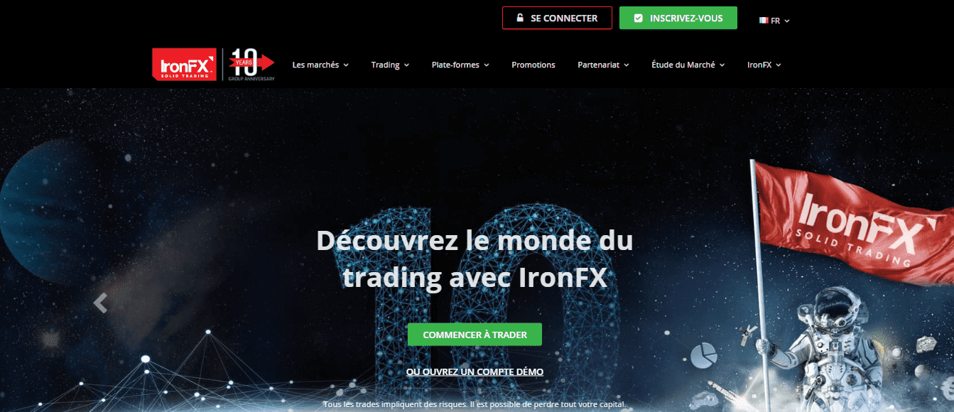 Page d'accueil de IronFX